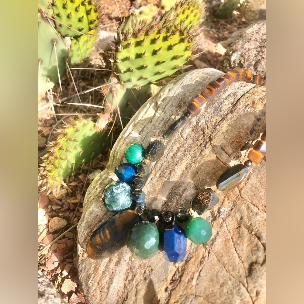 Barse Genuine Stone Bead Statement Necklace - Picture 3 of 10